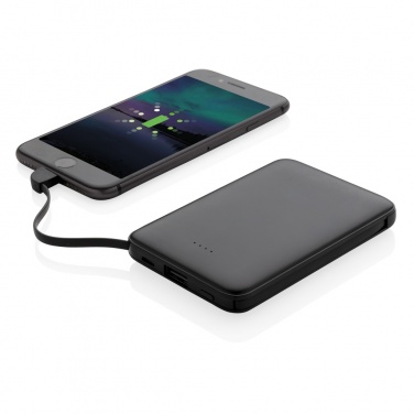 Logo trade promotional products picture of: 5.000 mAh Pocket Powerbank with integrated cables